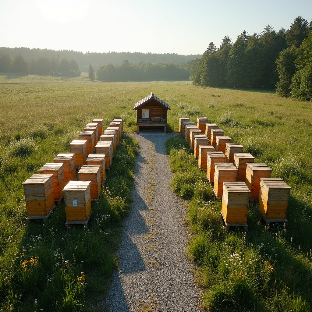 Überblick über den Lehrbienenstand mit mehreren Bienenvölkern